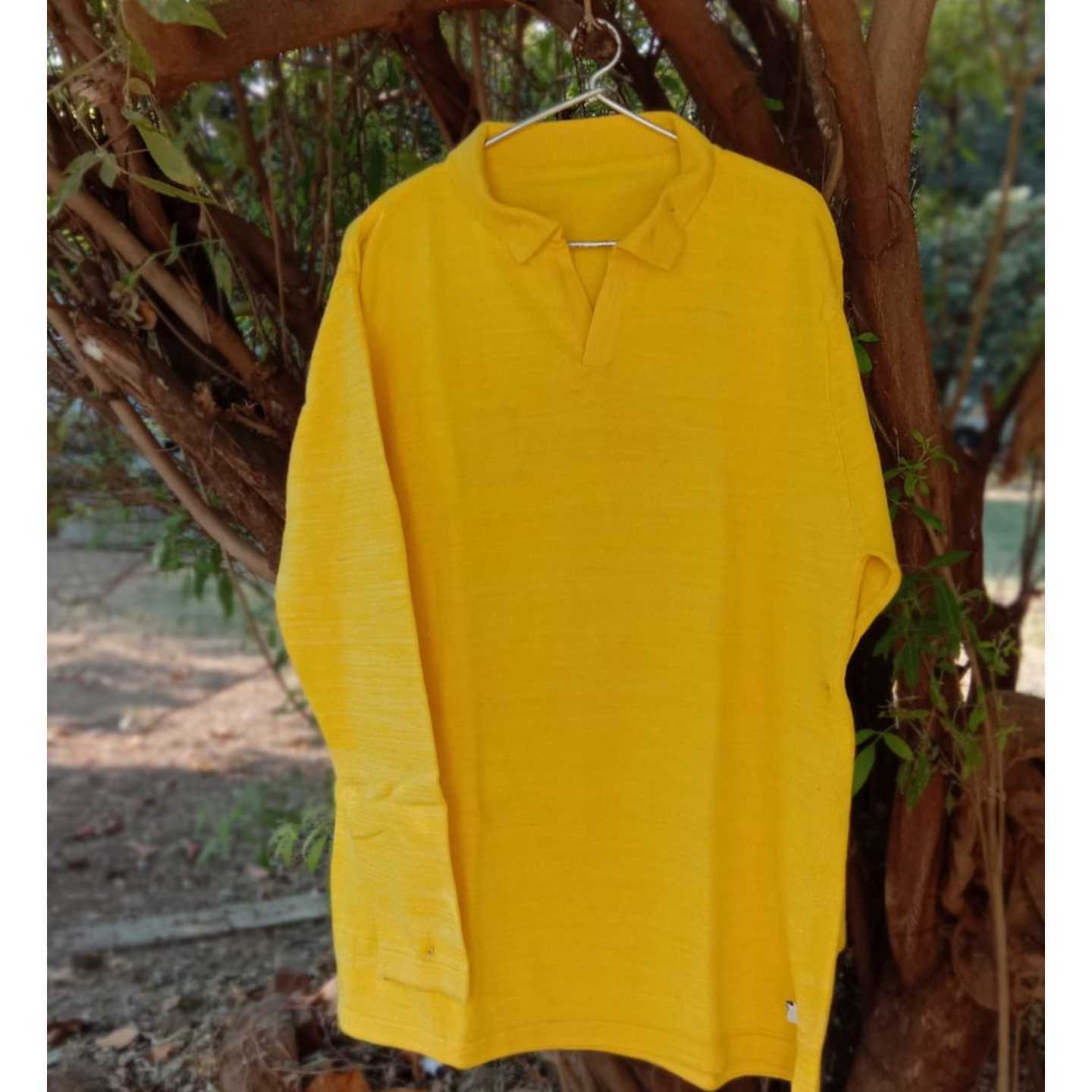 Deep Yellow Polo Neck Full Sleeves T-Shirt