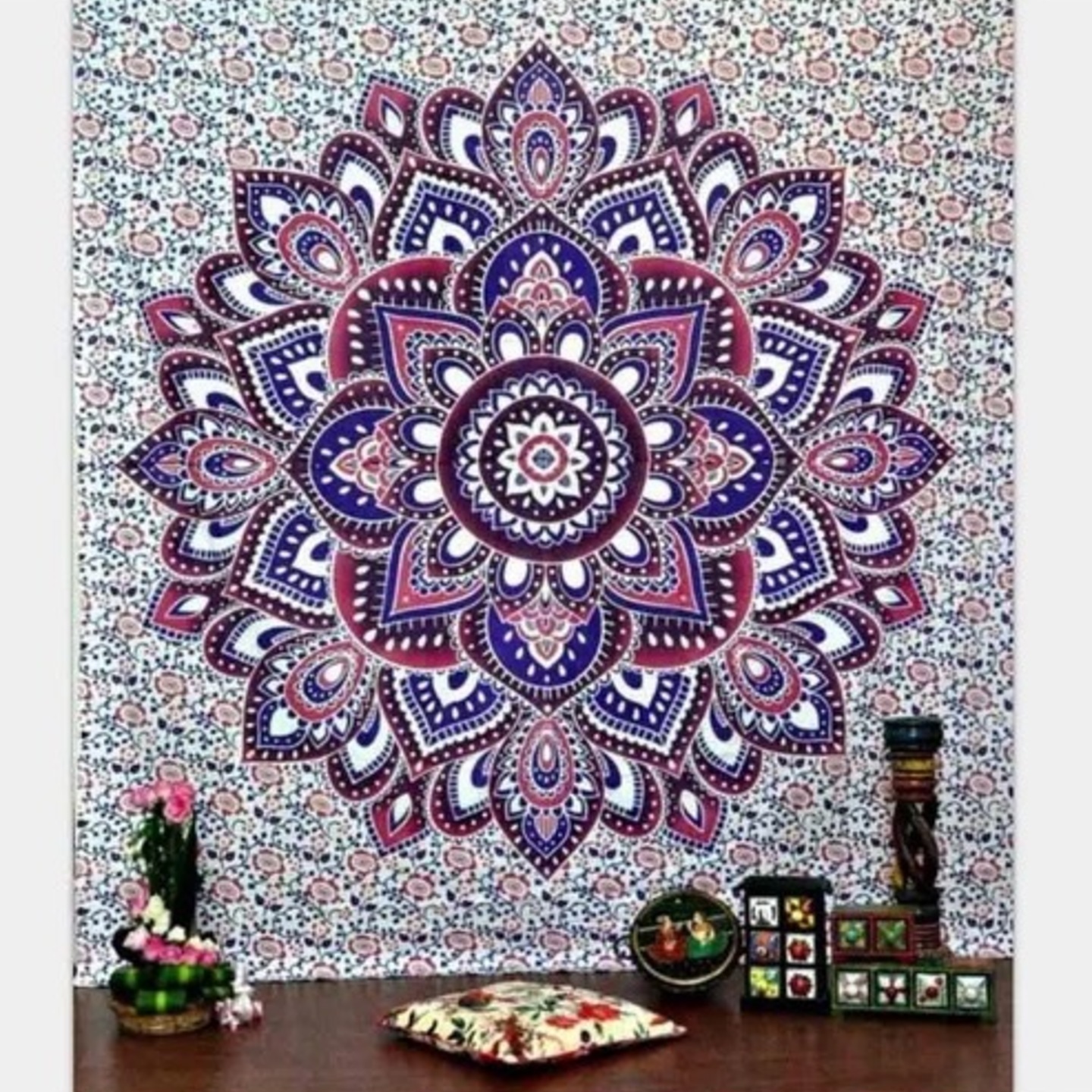 Purple Lotus Mandala Tapestry