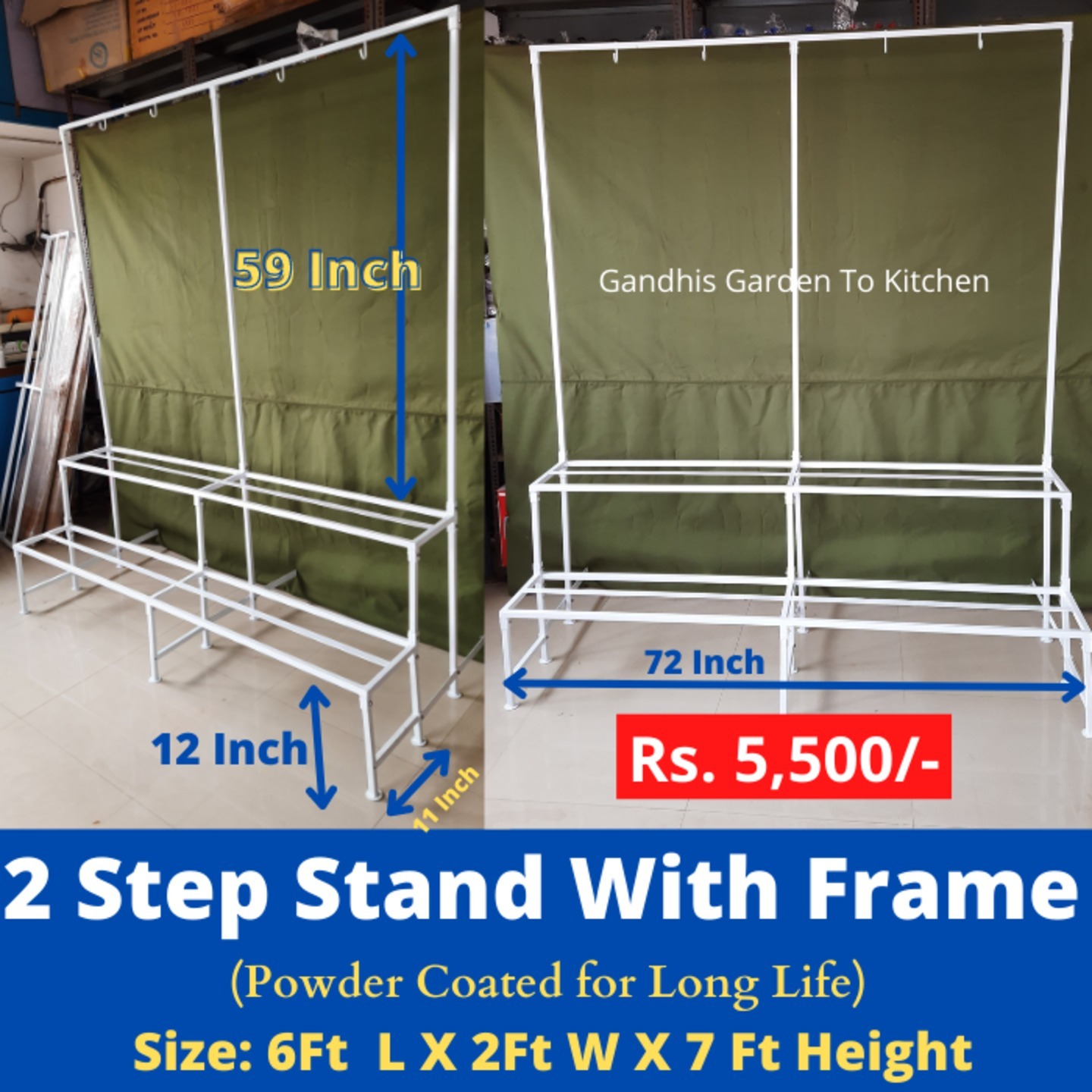6 feet Two step Garden Stands Detachable Type Size in Inches 72LX23W X64H