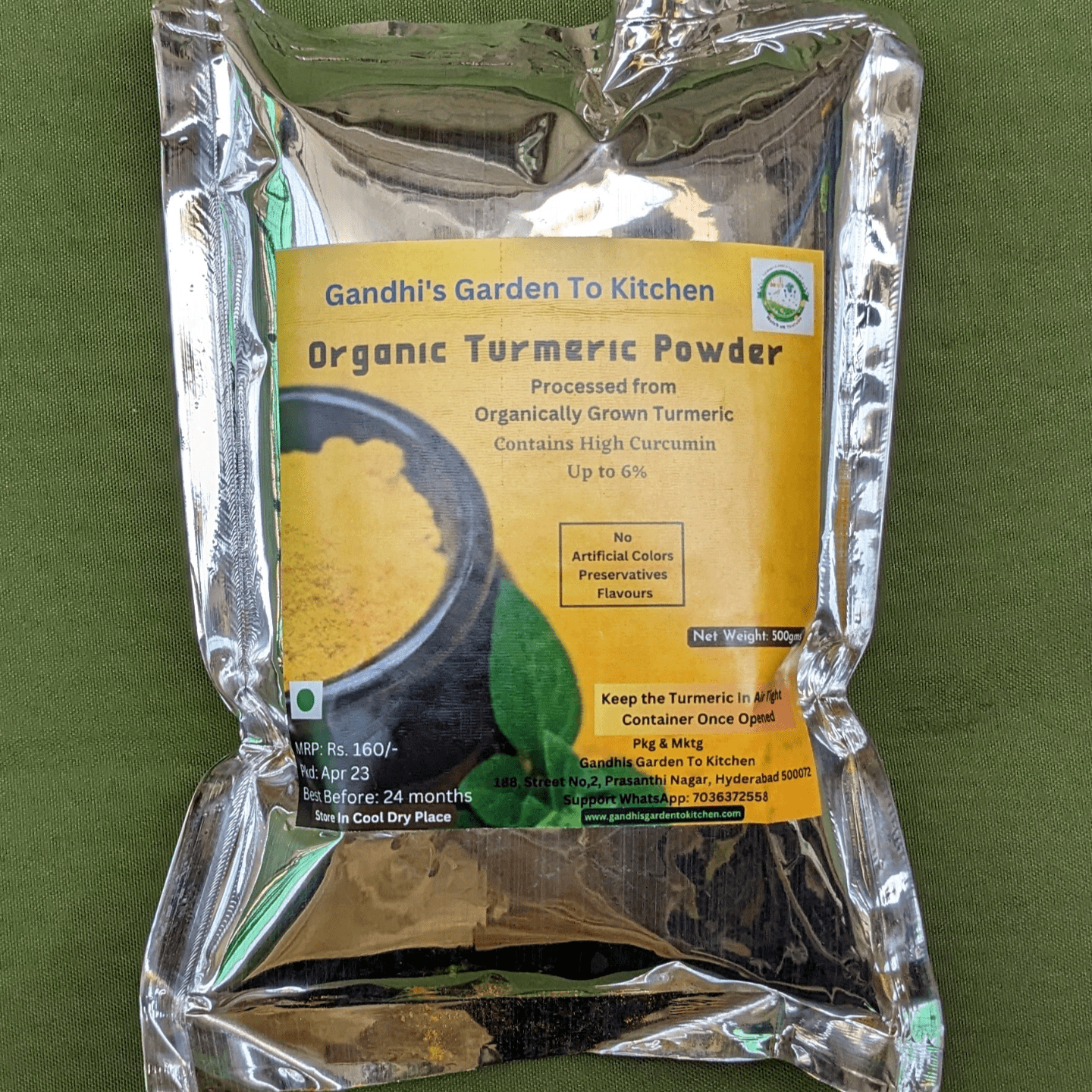 500gms Organic Turmeric Powder with High Curcumin up to 6