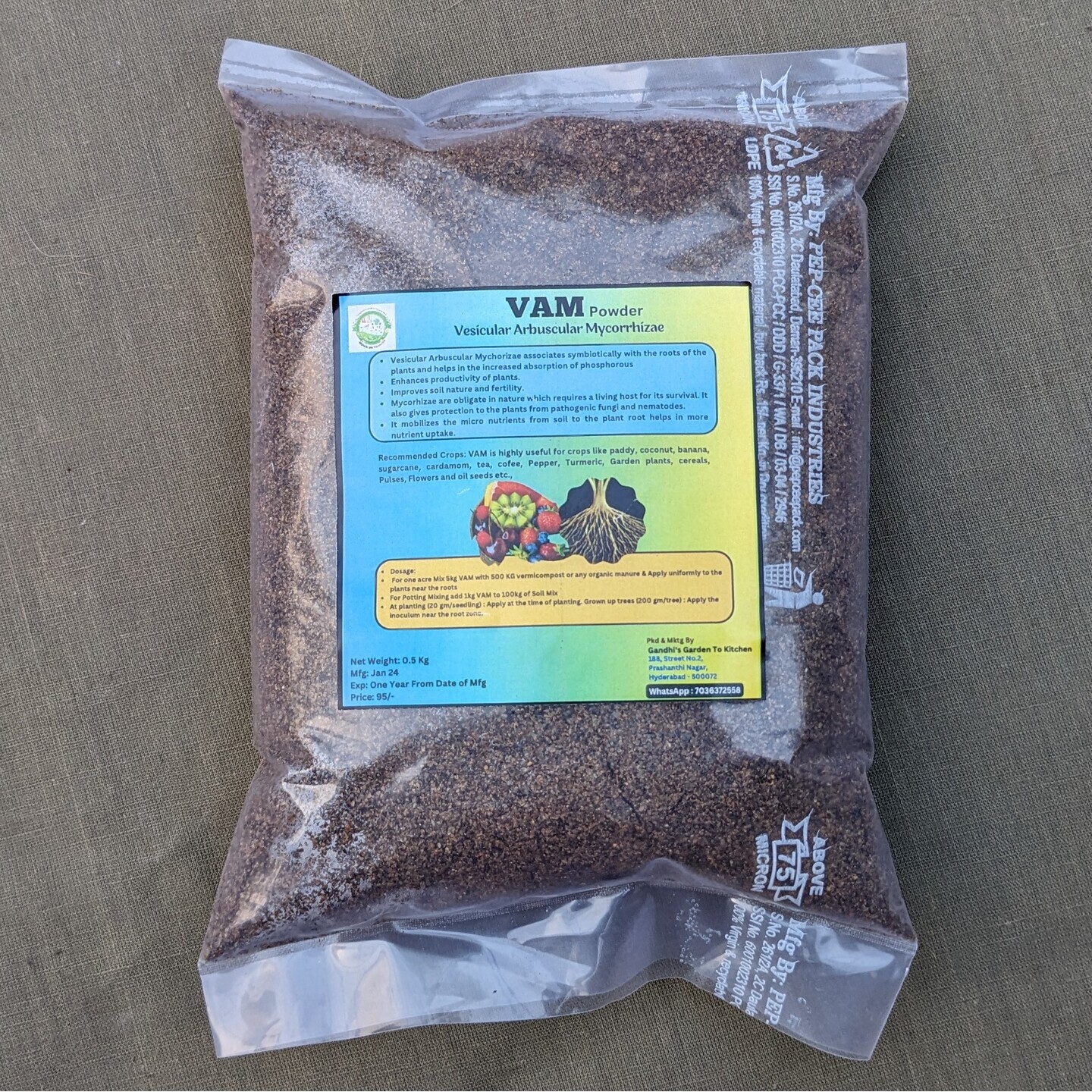 500gms VAM (Vesicular Arbuscular Mycorrhiza) Root Growth Booster & Essential Fertilizer for all Plants  | Soil Enhancer