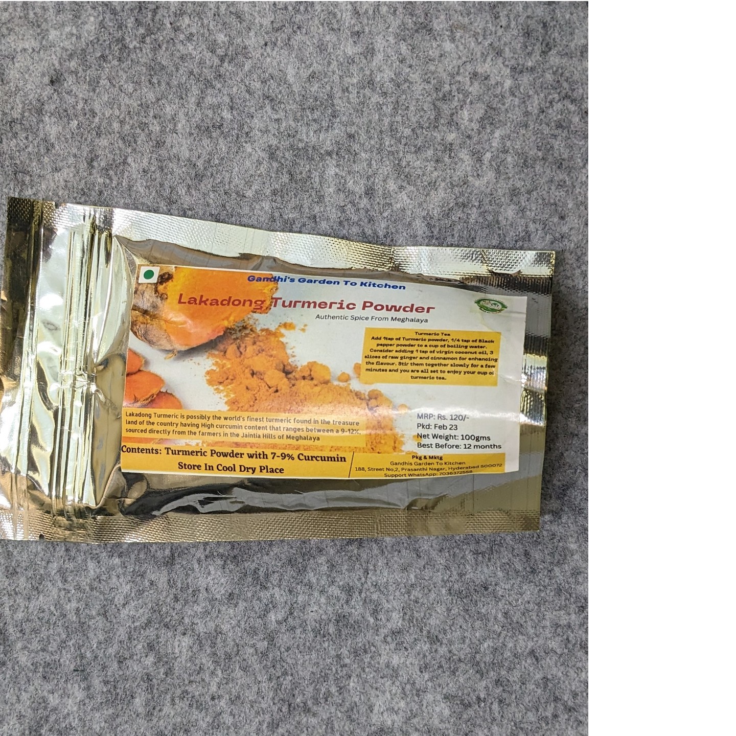  100gms Lakadong Turmeric powder with Curcumin up to 12%