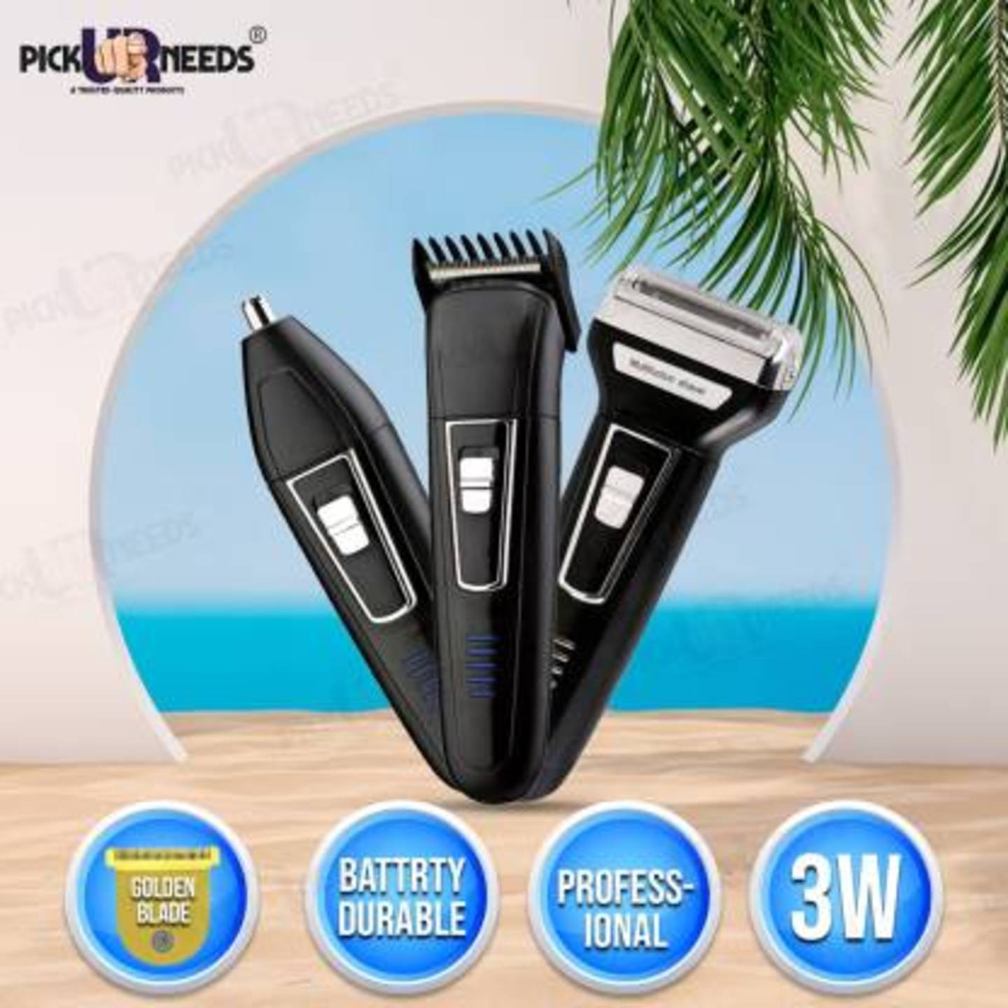 SAPIYU PRODUCTS  Professional Shaver and 3 in 1 Beard, Nose and Ear Waterproof Trimmer for Men 3 In 1 (2000mAh) Runtime: 30 min Grooming Kit for Men & Women  (Black)