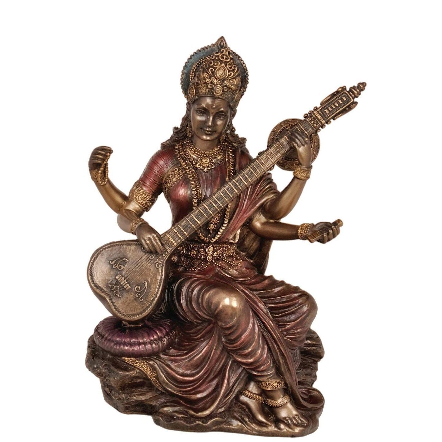 Woodybox Goddess Saraswati Idol murti, Perfect for Gift for Teacher 3.5 Inch Small