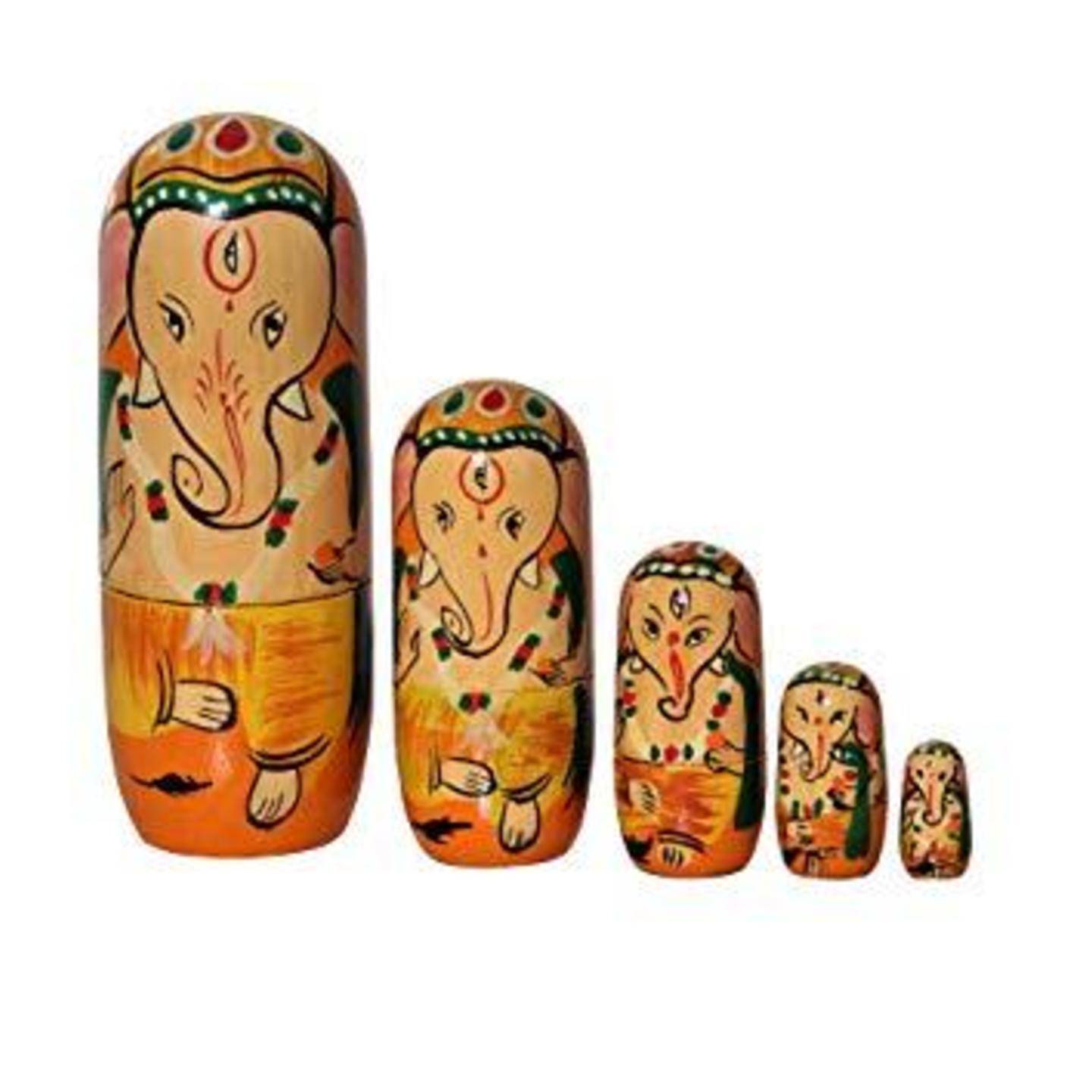 WoodyBox Ganesha Nesting Dolls Decorative Showpiece - 10 cm