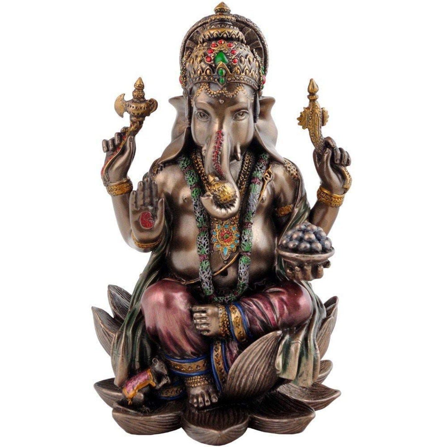 WoodyBox Lord Ganesha Idol Decorative Showpiece - 8.8 cm  Bronze, Brown, Gold