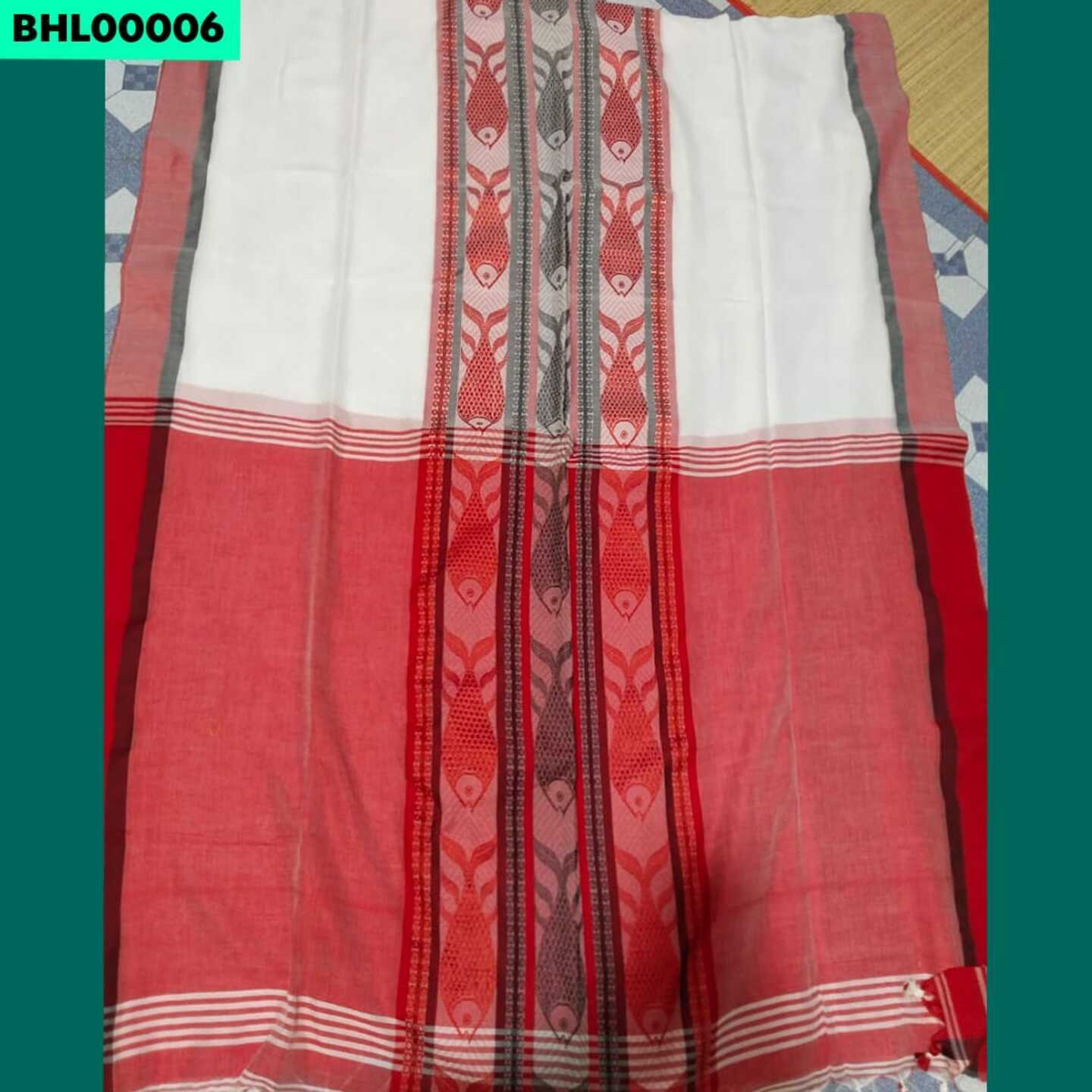 Bunon - Traditional Handloom Saree - Traditional Red & White Begumpuri Edition