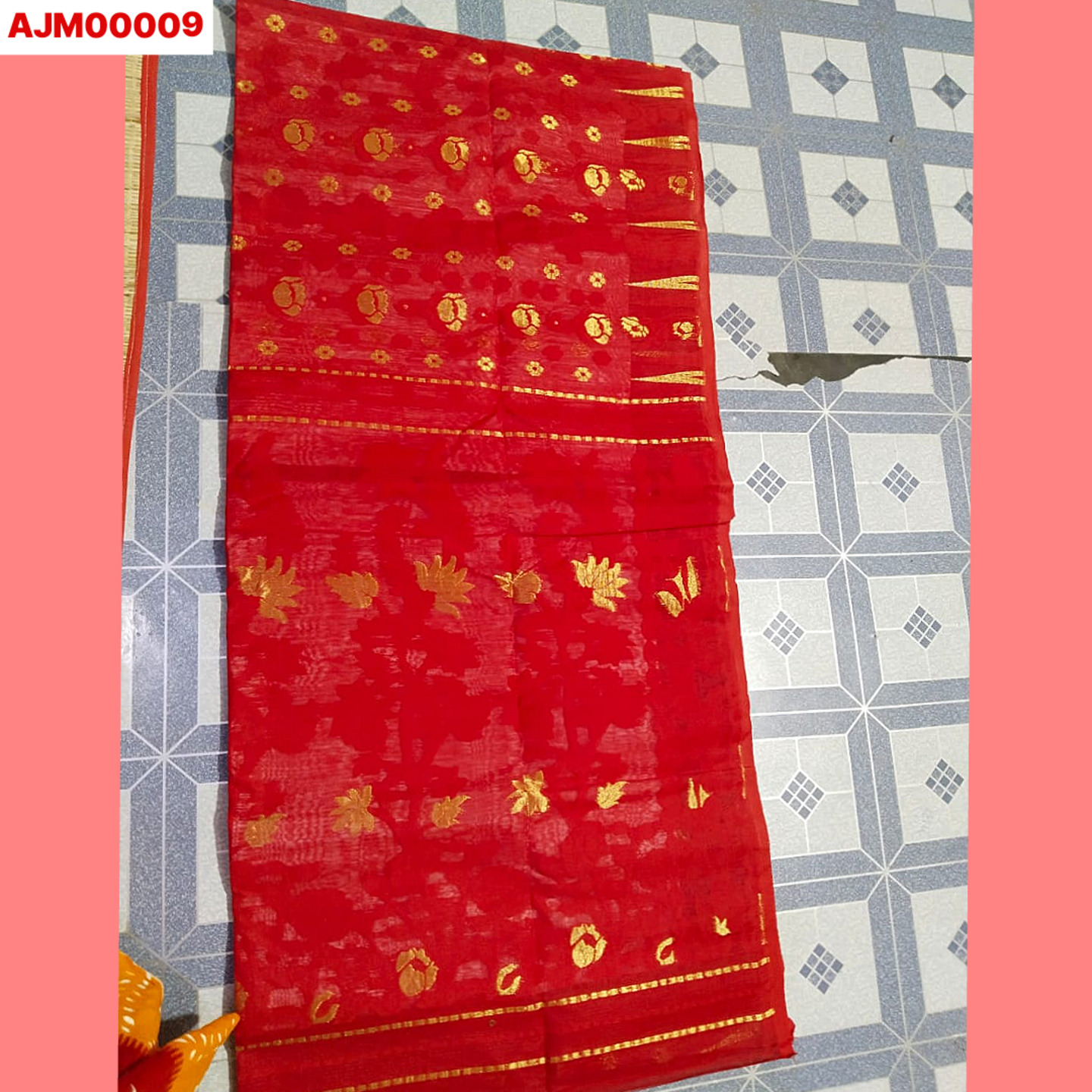 Ahiri - Traditional Jamdani Saree Collection - Red & Gold