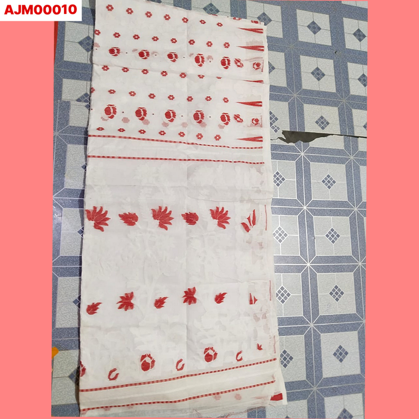 Ahiri - Traditional Jamdani Saree Collection - Classic White & Red