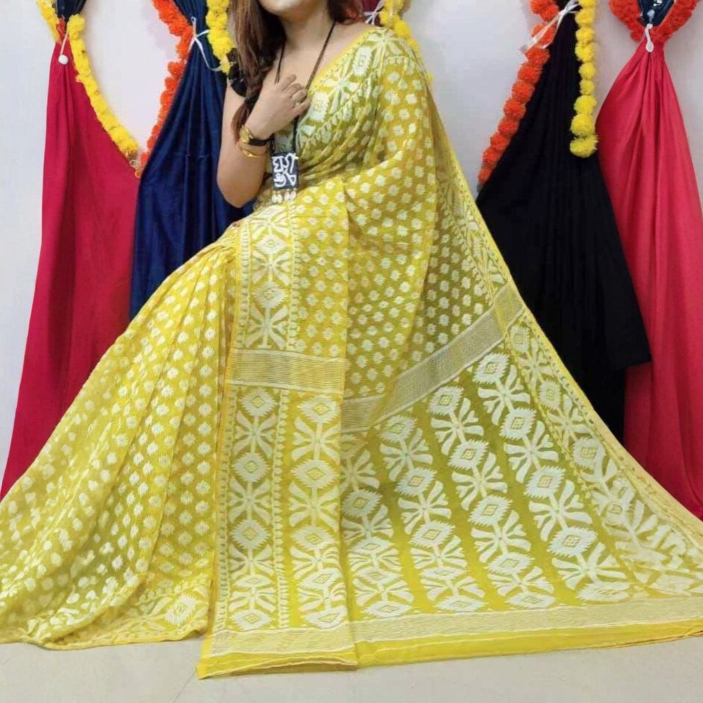Ahiri - Traditional Jamdani Saree - Wedding Season Collection - Mellow Yellow