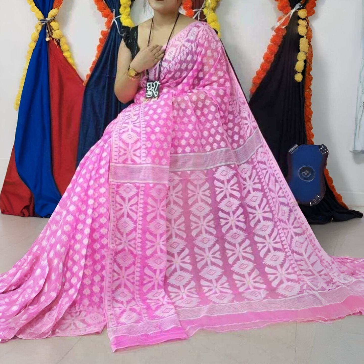Ahiri - Traditional Jamdani Saree - Wedding Season Collection - Mellow Pink