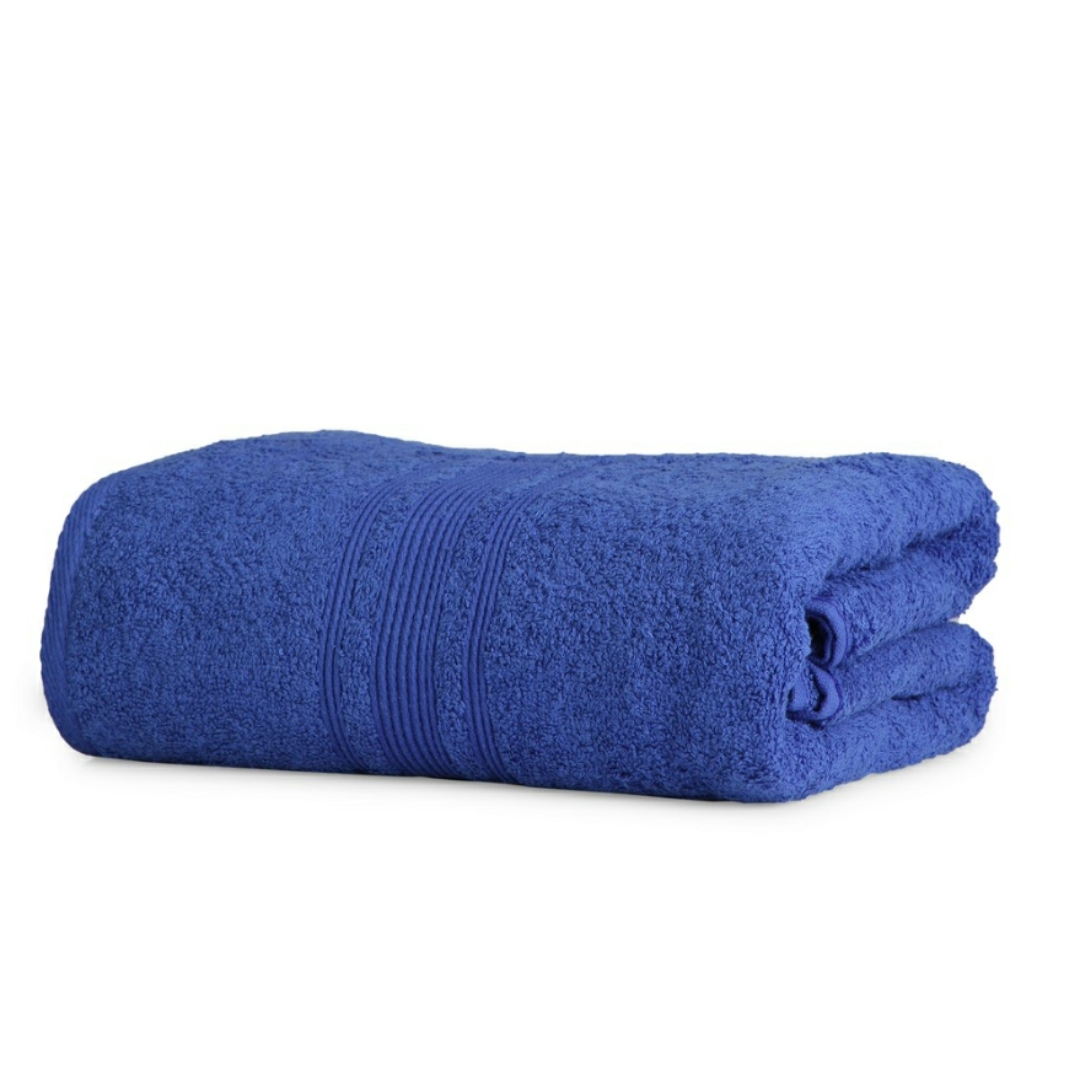 IndusFabrics Cotton 400 GSM Bath Towel  (Blue)