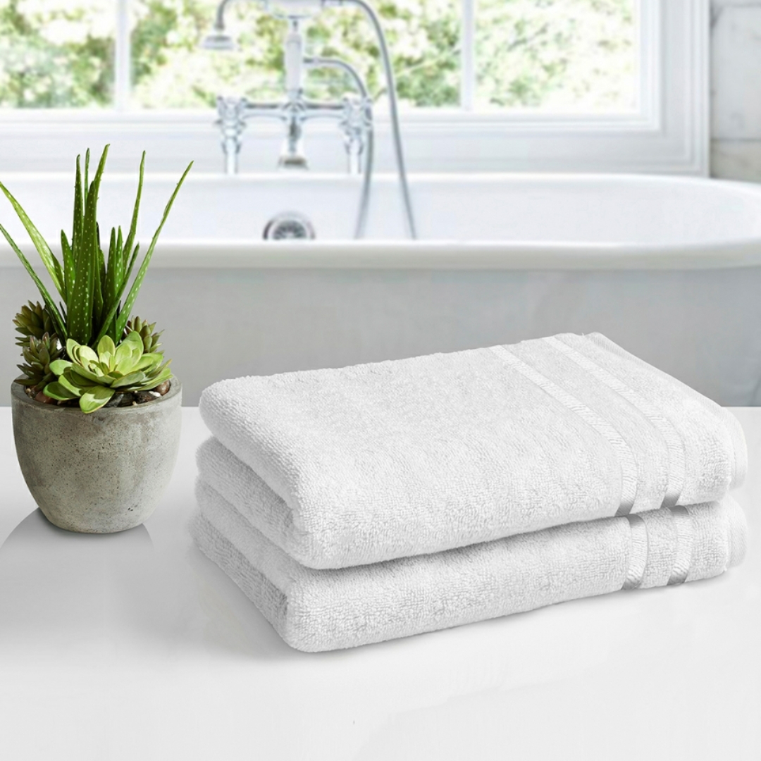 IndusFabrics Bath Towel White ( Pack of 2 )