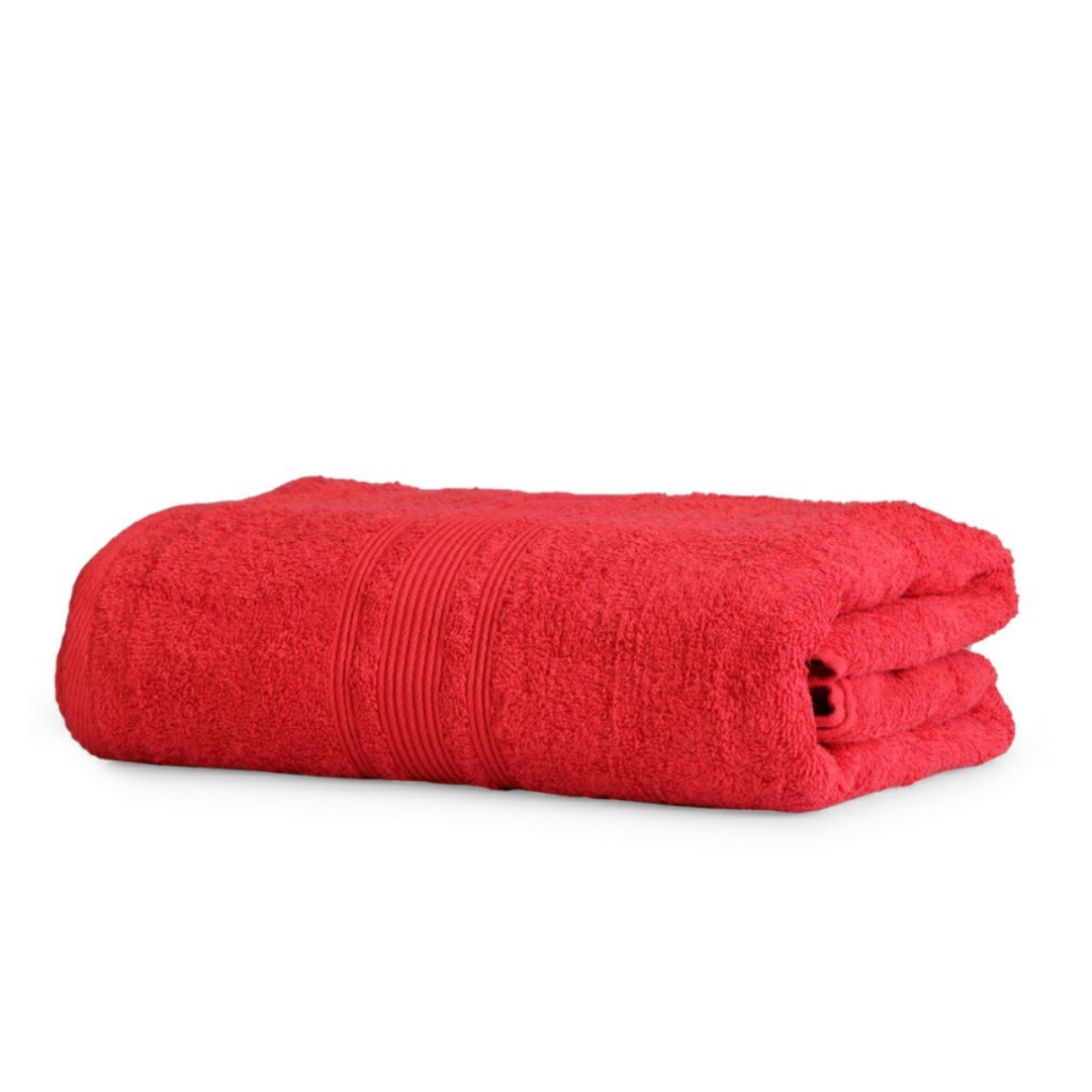 indusFabrics Cotton 450 GSM Bath Towel Red