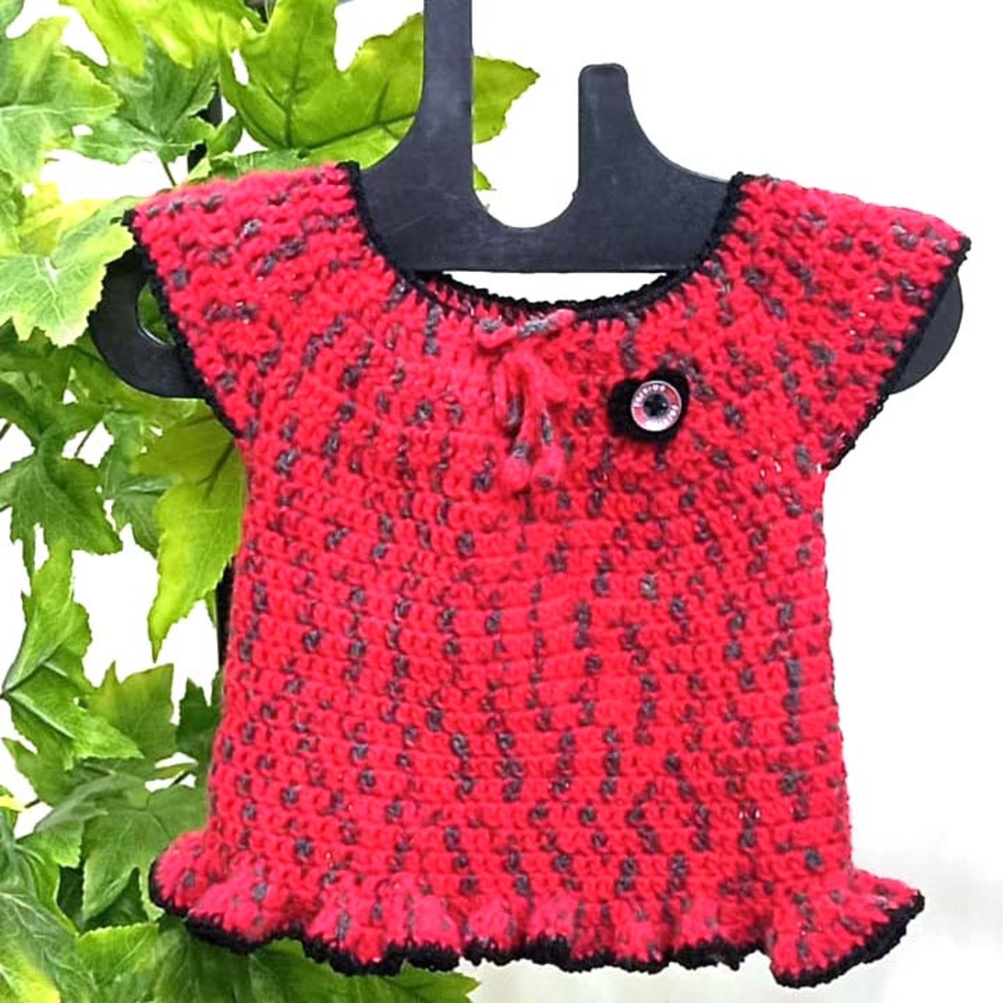 Handmade Crochet Baby Frock Red & Black