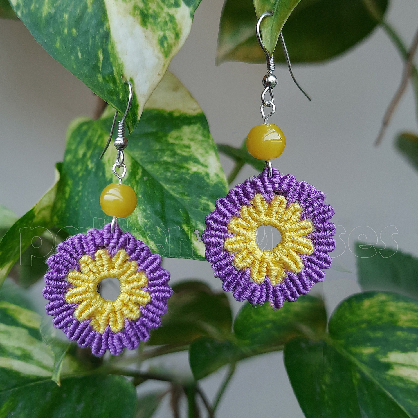 Macrame Flower Earrings