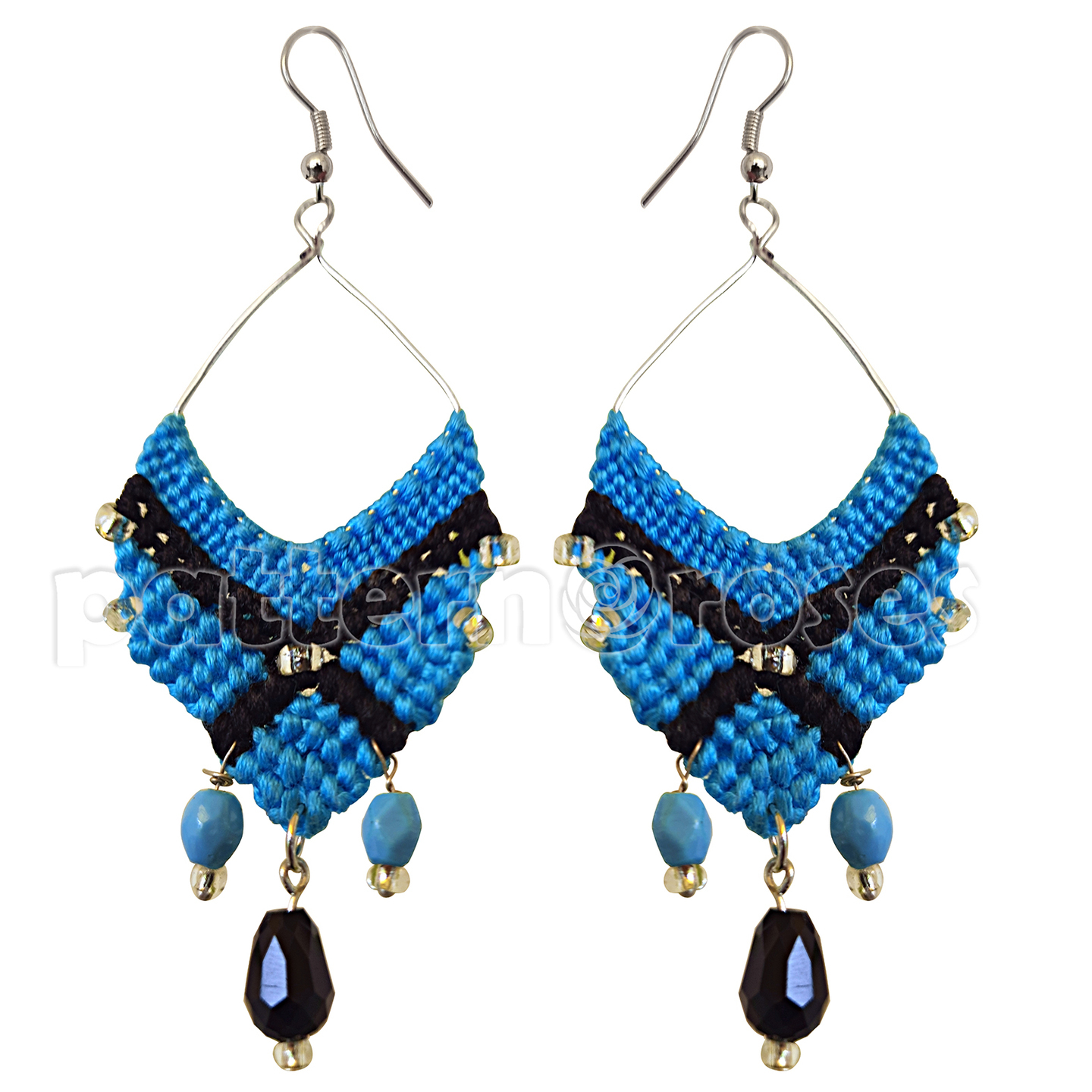 Macrame Blue Dangle Earrings