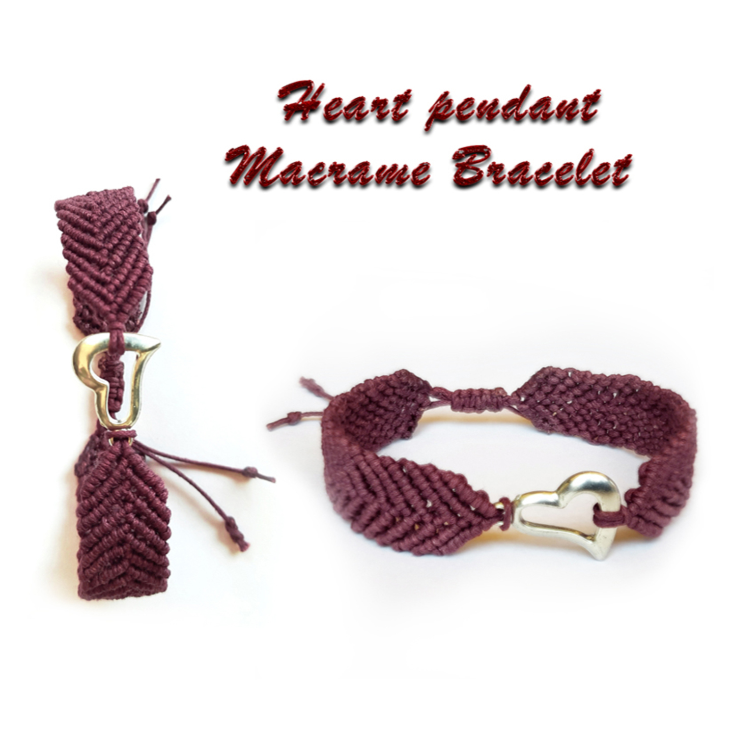 Heart Pendant Macrame Bracelet for Boys and Gents