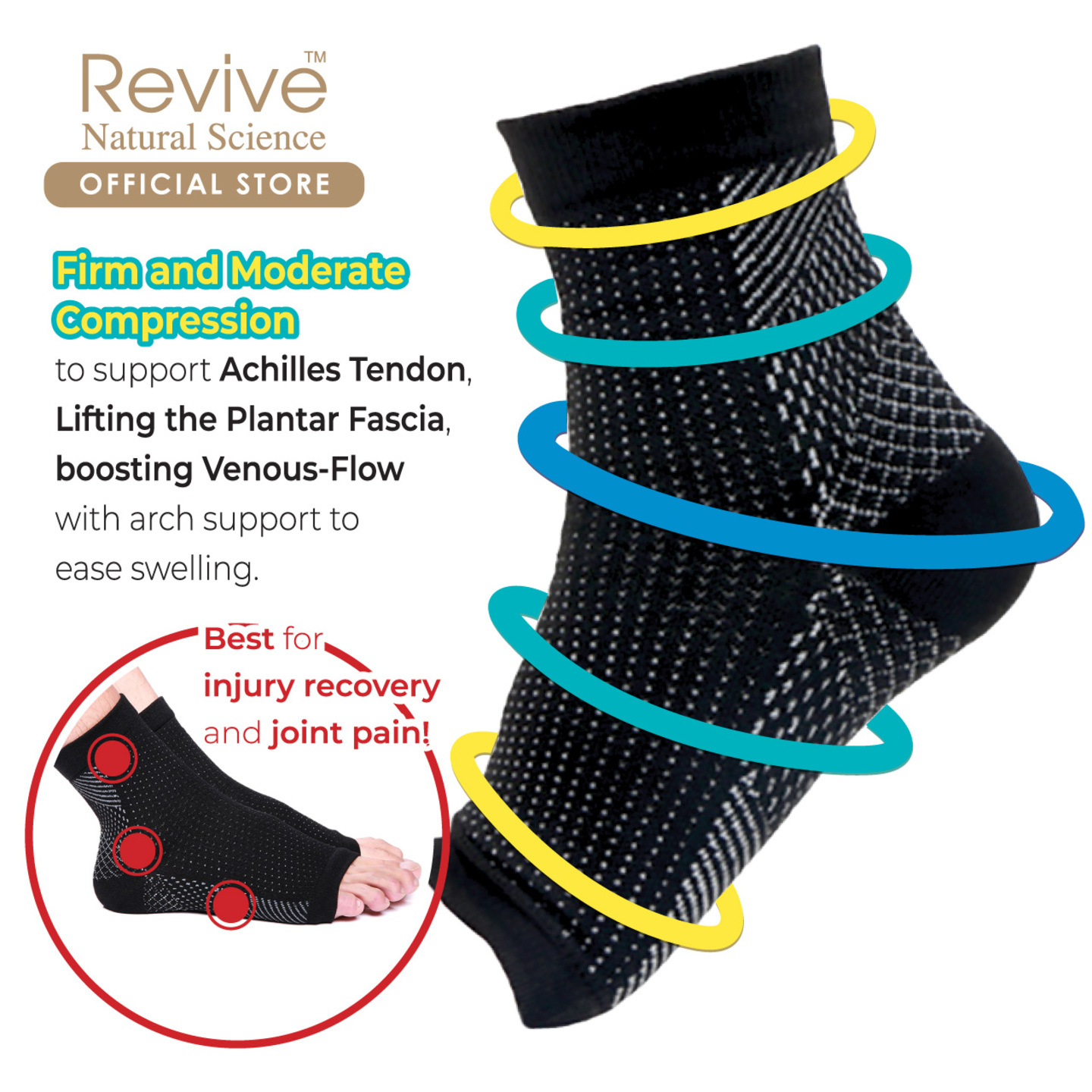 RV 13-Compression Foot Sleeve Ankle Support Brace