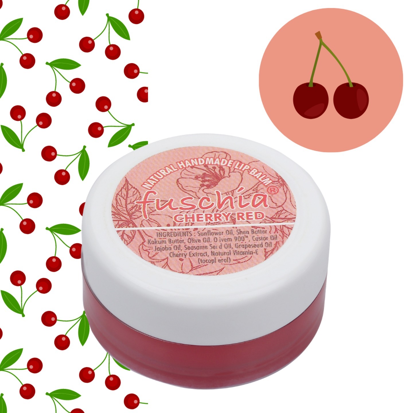 Fuschia -  Cherry Red Lip Balm