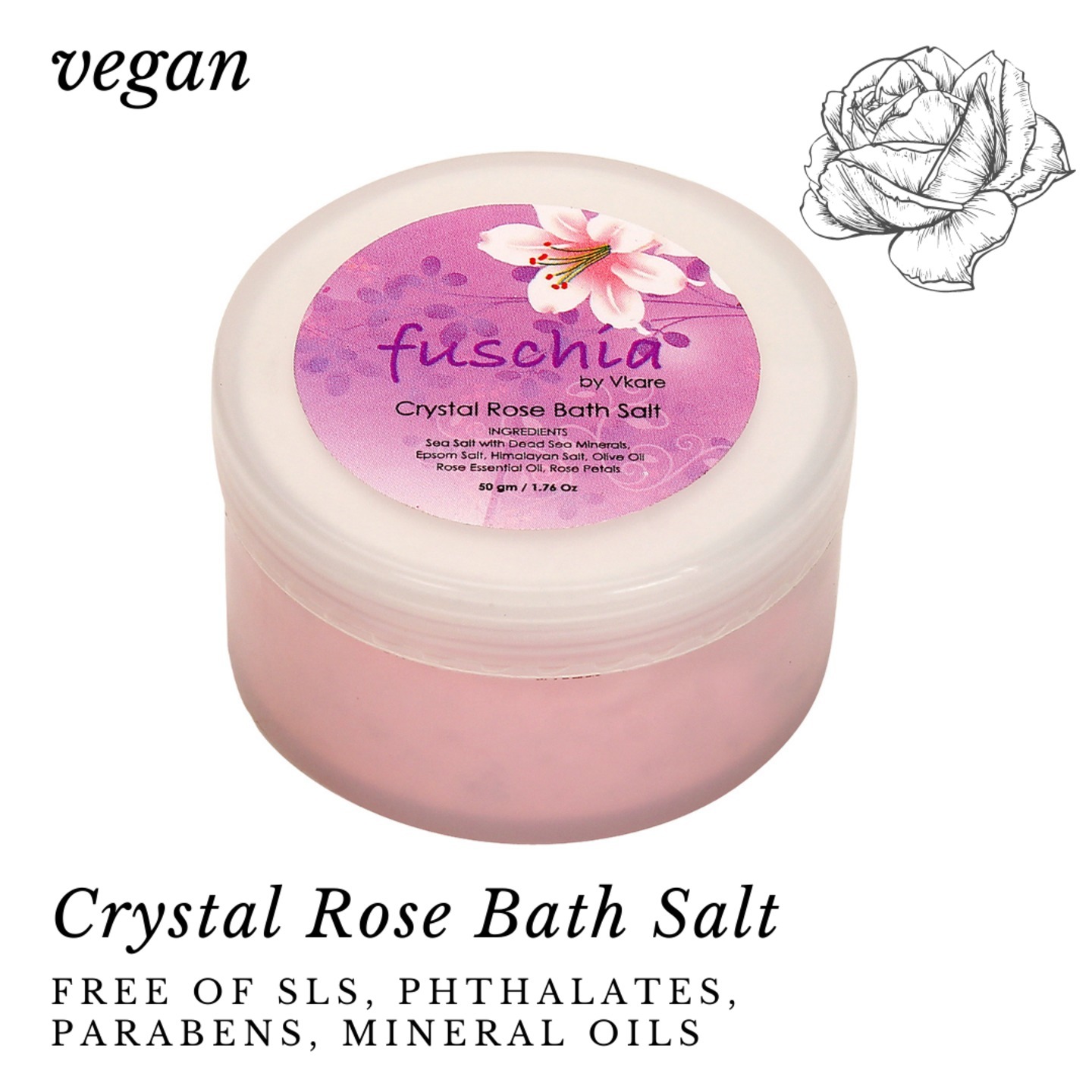 Fuschia - Crystal Rose Bath salt - 50 gms