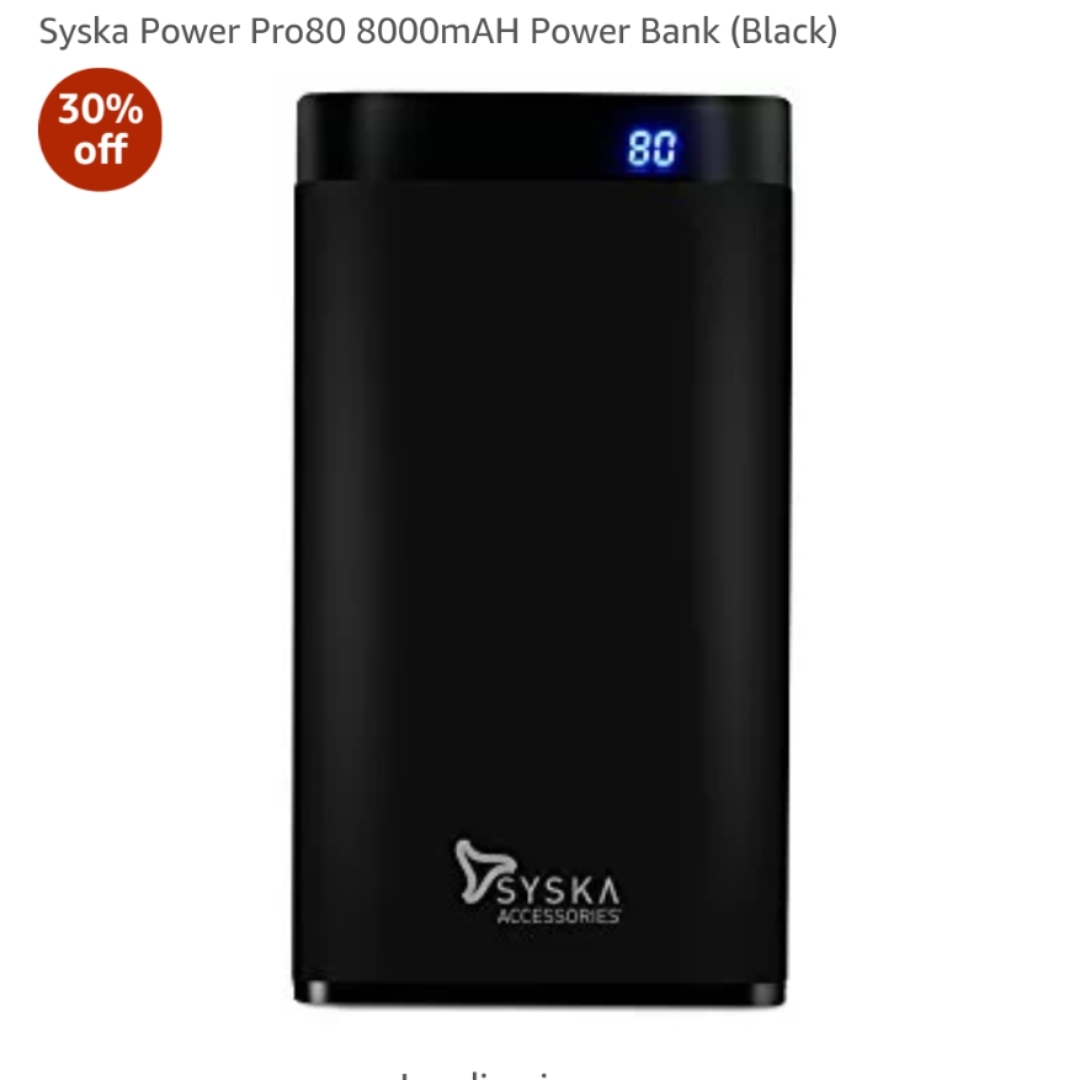 Syska Power Pro80 8000mAH Power Bank (Black)

