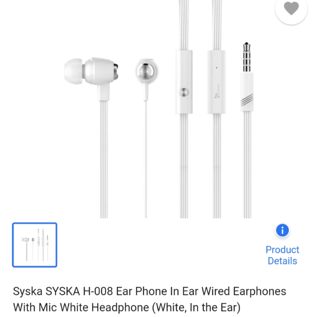 Syska H008 Wired headset with mic 