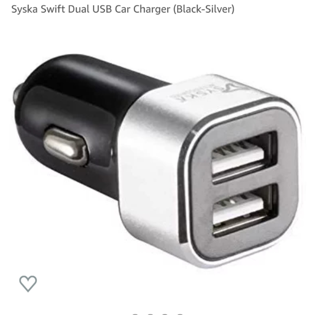 Syska Swift Dual USB Car Charger (Black-Silver)

