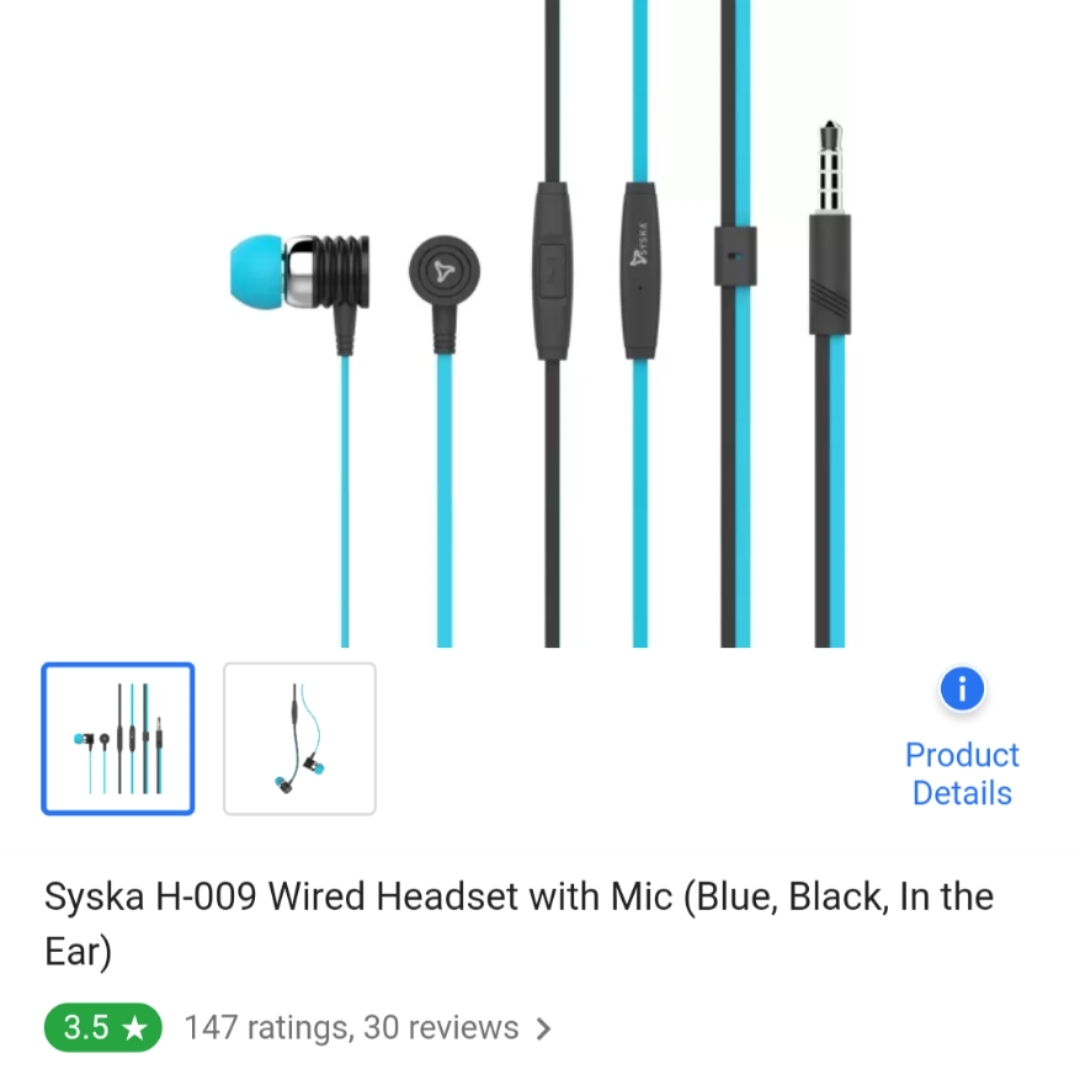 Syska H009 wired Headset with mic