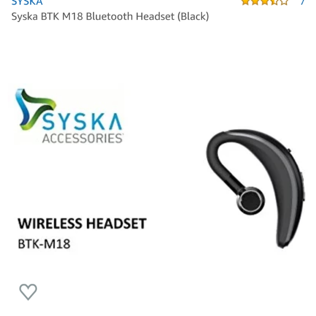 Syska BTK M18 Bluetooth Headset (Black)

