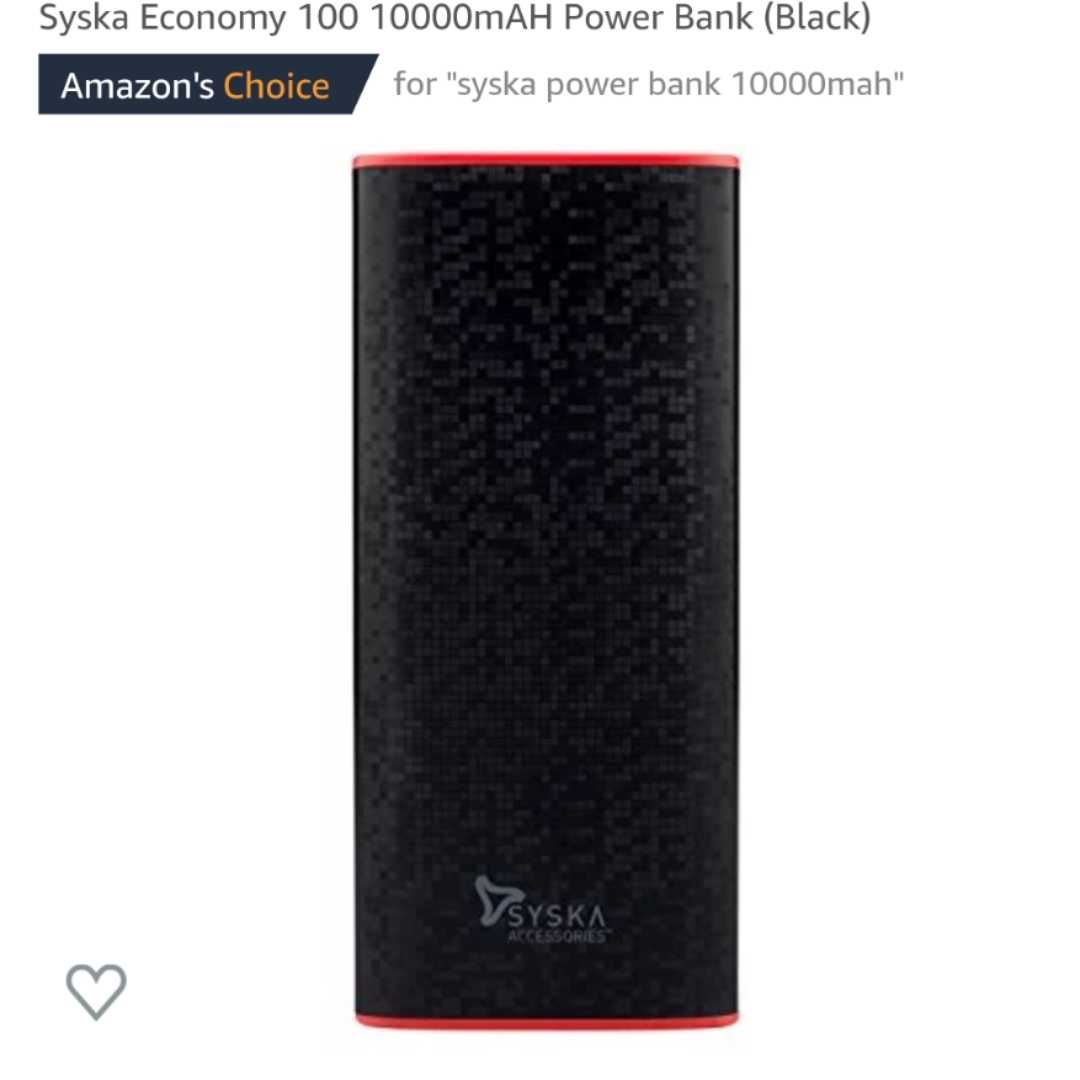 Syska Economy 100 10000mAH Power Bank (Black)

