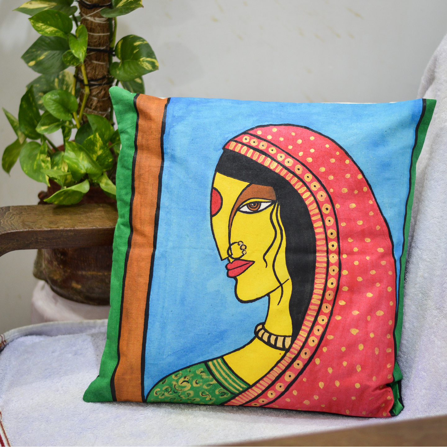 Hand Painted Cushion Cover - Bou