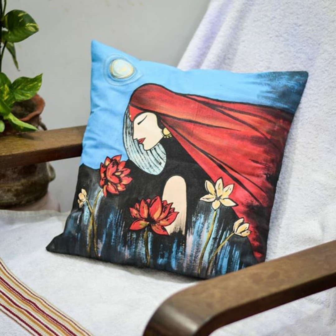 Designer Hand Painted Cushion Cover