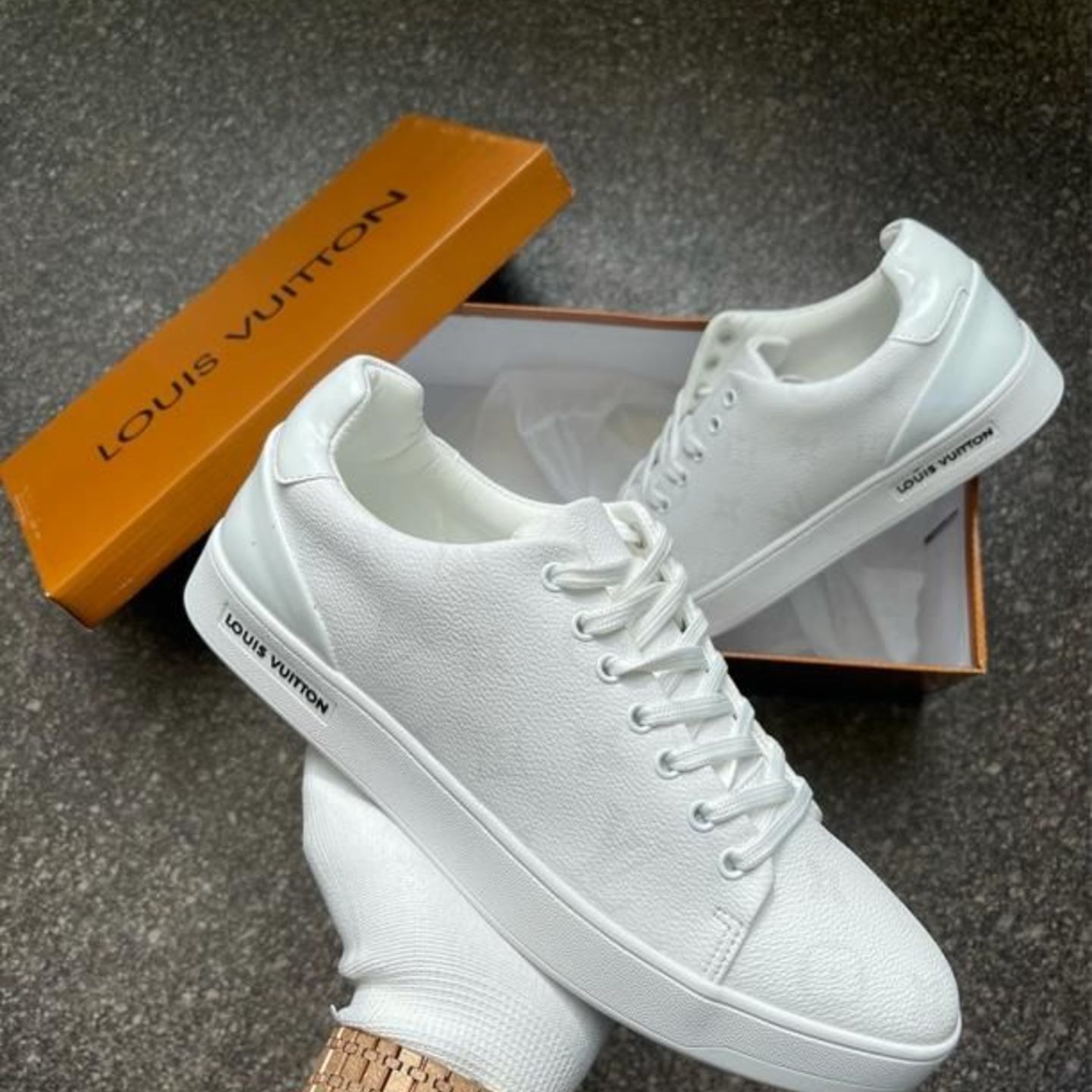 Insta Shoppee Louis Vuitton Monogram First Copy Sneaker - White