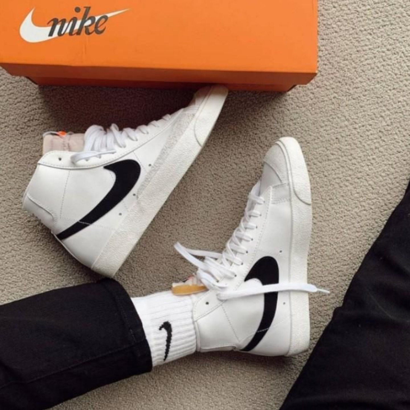 Insta Shoppee Nike Blazer Mid Vintage Sneaker Shoes - White