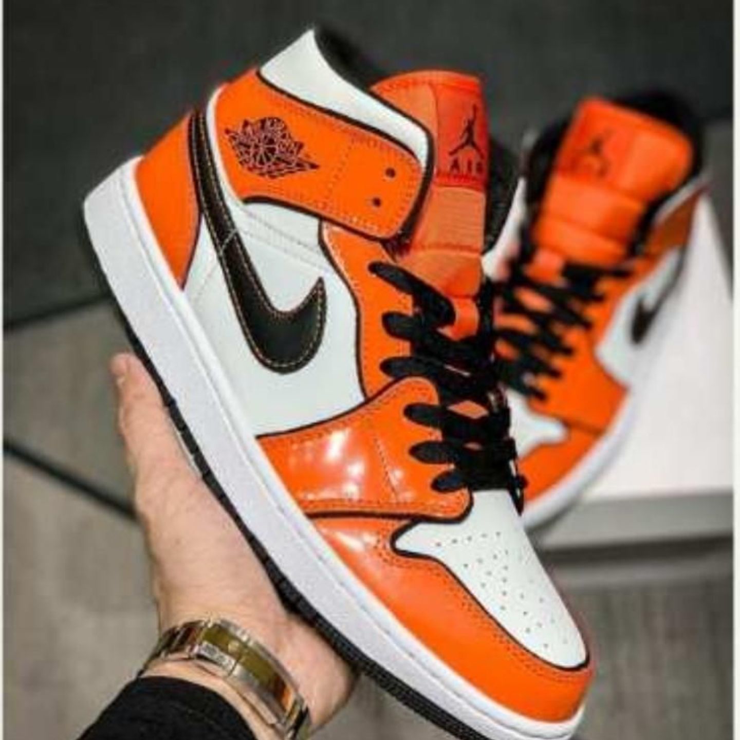 Insta Shoppee Nikee Air Jordan 1 Mid First Copy Sneakers - Orange