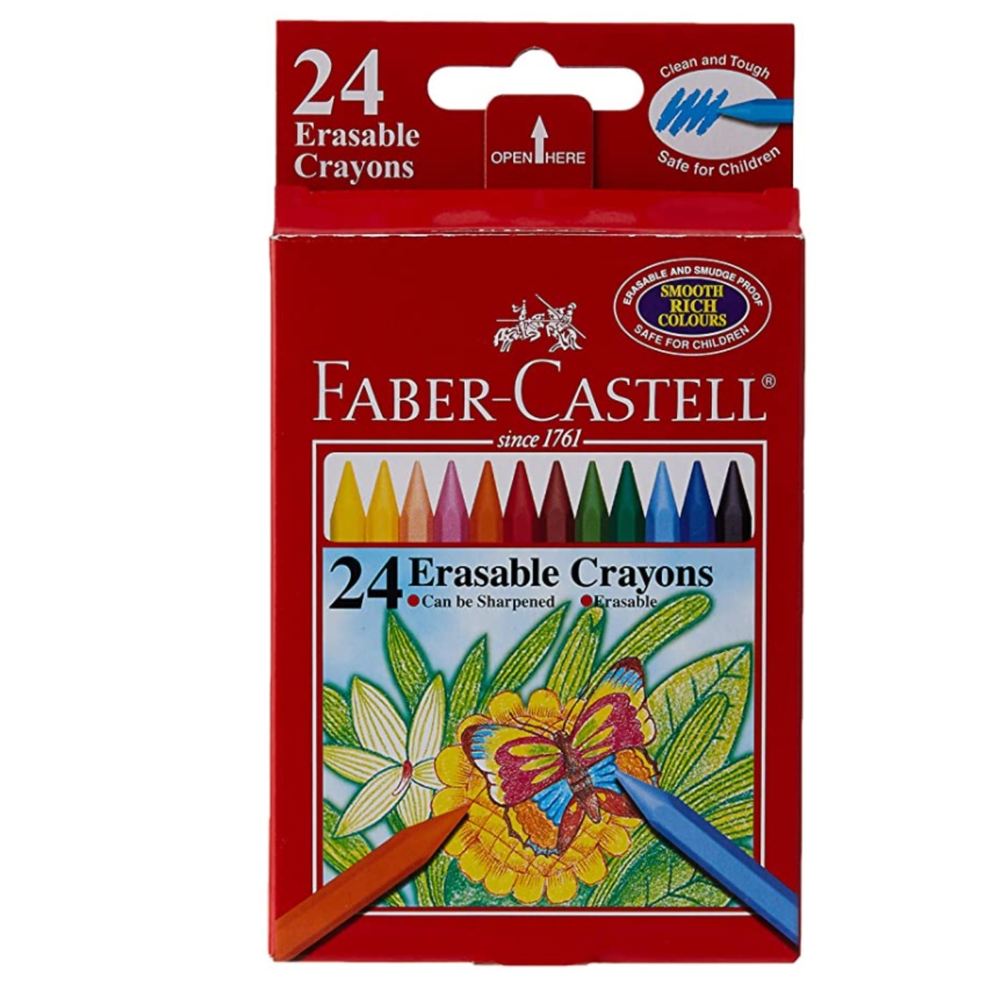Faber Castell 122324 24-Pieces Hexagonal Erasable Crayons