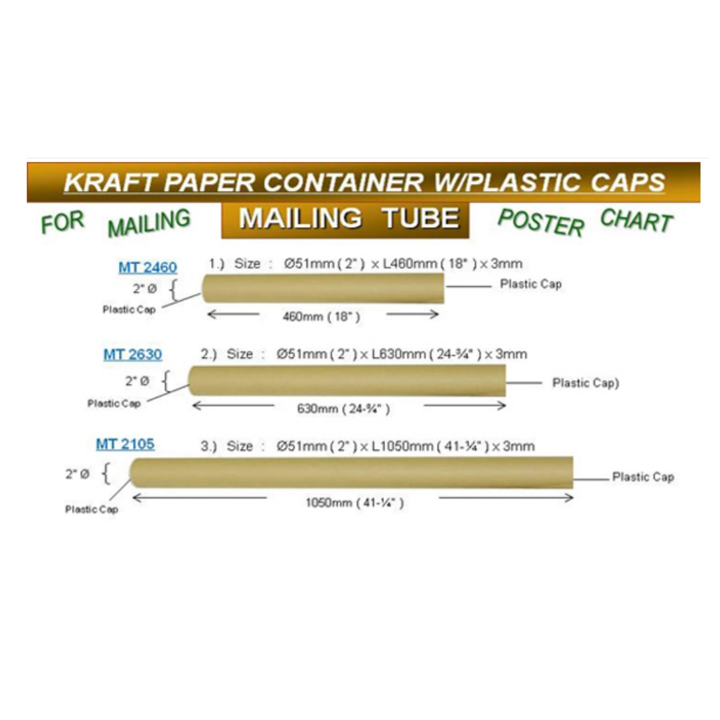 Fujiplus Mailing Tubes (Various Sizes)