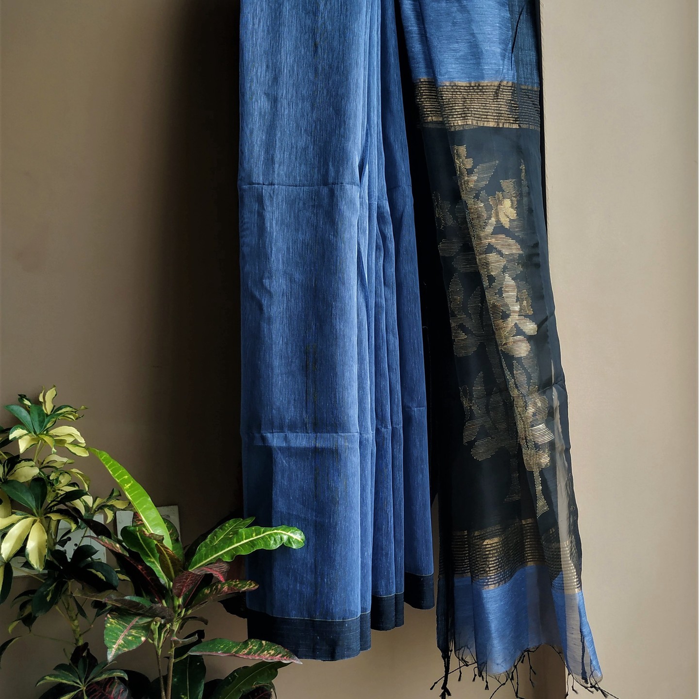 Blue and Black Silk Linen