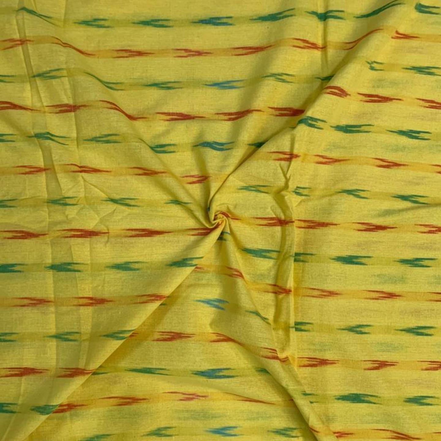 Pochampally Ikkat Cotton Fabric - Yellow