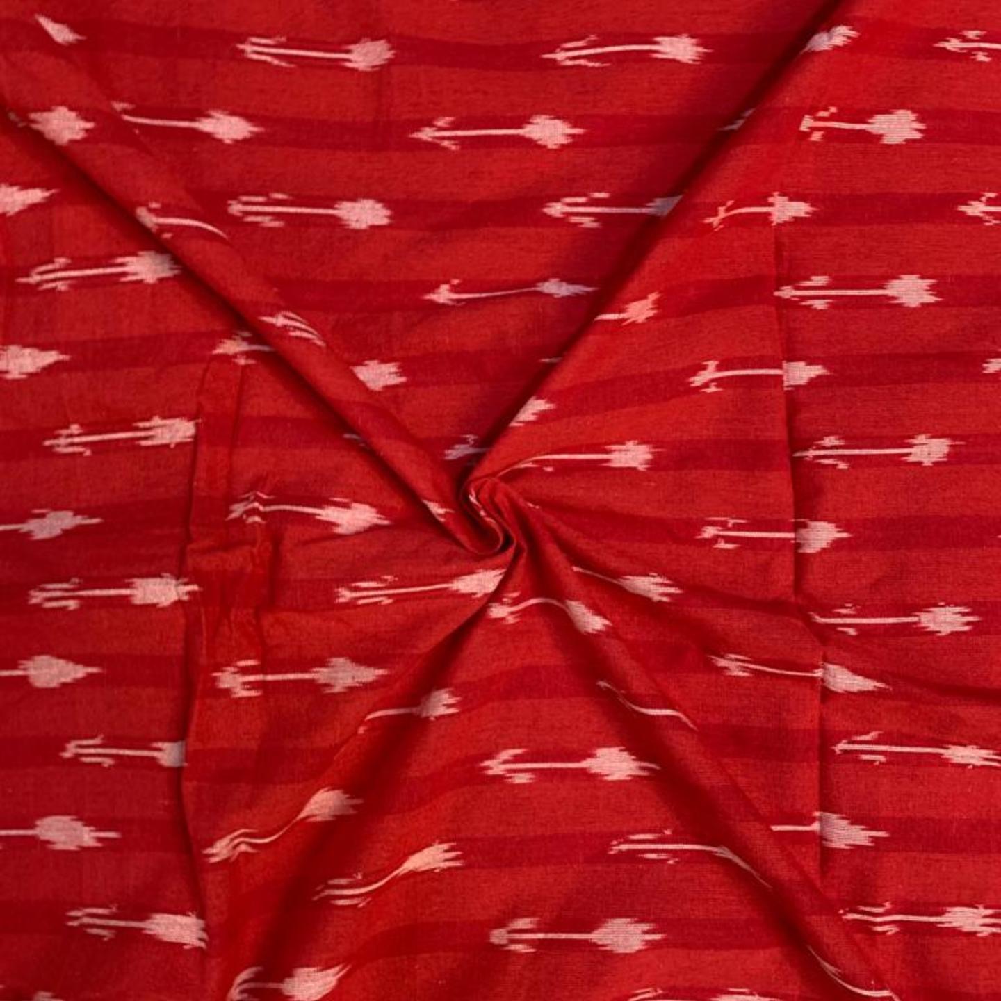 Pochampally Ikkat Cotton Fabric - Red