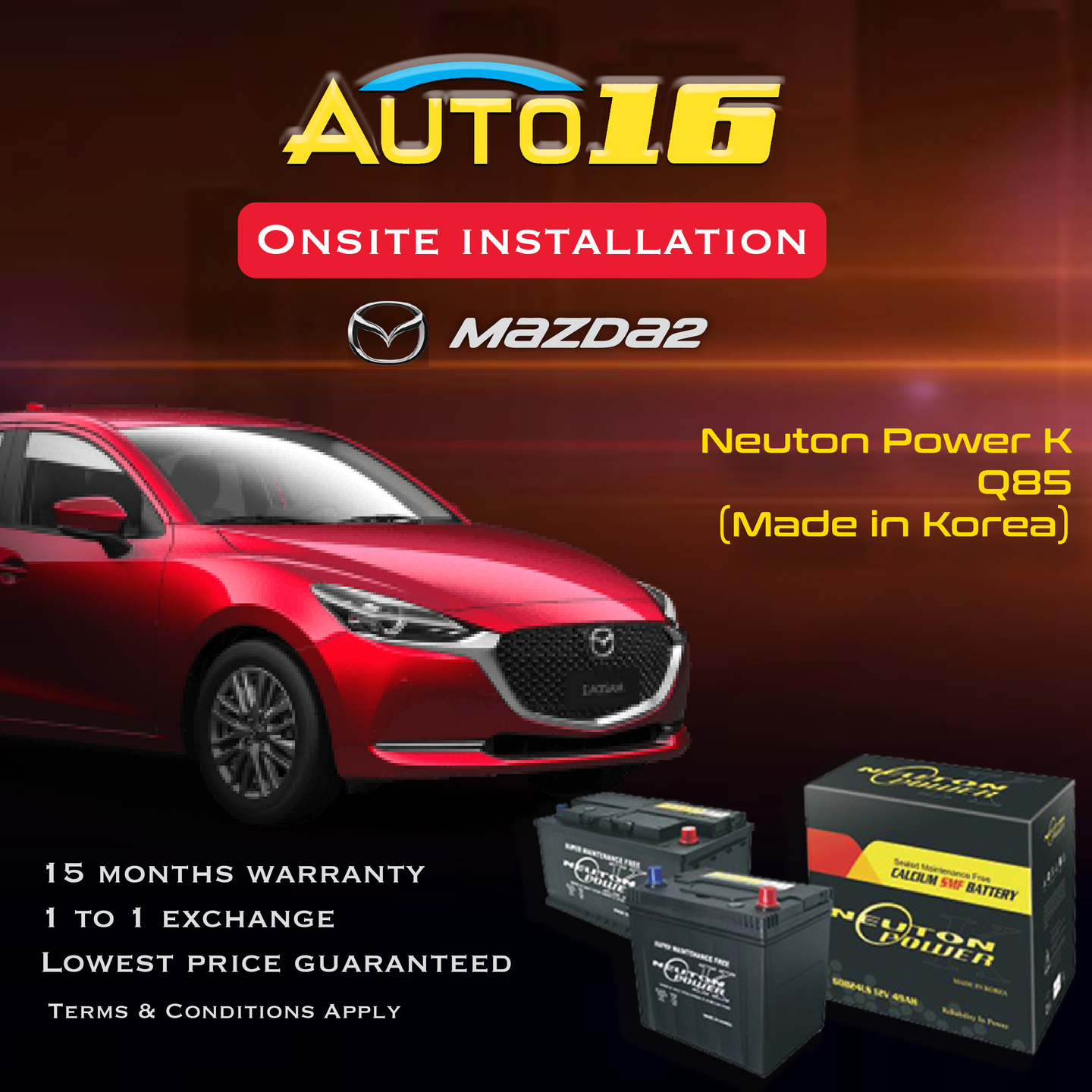 Mazda 6 Car Battery Q85 (Start Stop) Made In Korea Battery