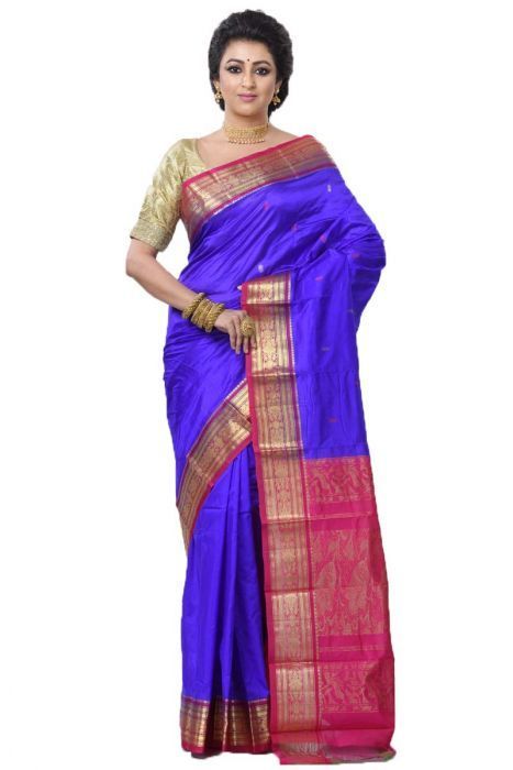 Royal Blue with Rani Pink Kanchipuram Silk Sarees Online  kanjeevaram sarees online  Traditional Kanchipuram Sarees  buy online kancheepuram sarees
