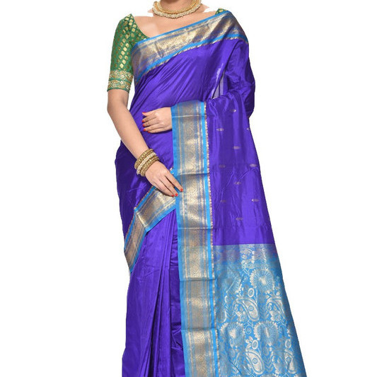 Royal Blue with Ananda Kanchipuram Silks Sarees Online  Kanjeevaram Silks  Buy Kanchipuram Pattu Sarees  Silk Sarees