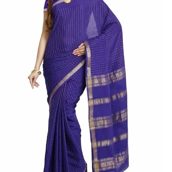Royal blue Self Coloured Checks Contrast Ksic silk Saree  Mysore Silk Sarees  Mysore Silk Sarees Online  KSIC