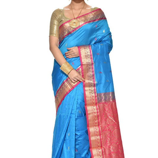 Blue Saree Kanchipuram Silks Sarees Online  Kanjeevaram Silks  Buy Kanchipuram Pattu Sarees  Silk Sarees