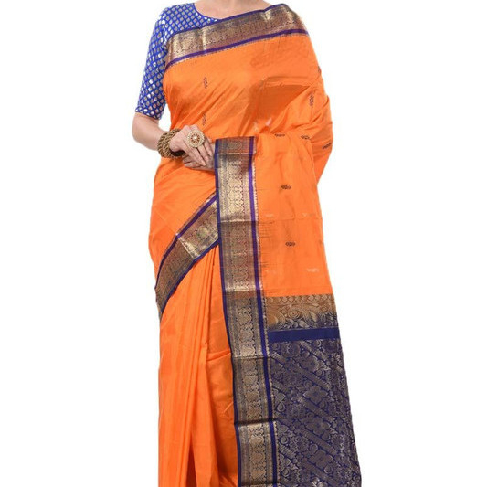 Orange Saree Buy Kanchipuram Silks Sarees Online  Kanjeevaram Silks  Buy Kanchipuram Pattu Sarees  Silk Sarees