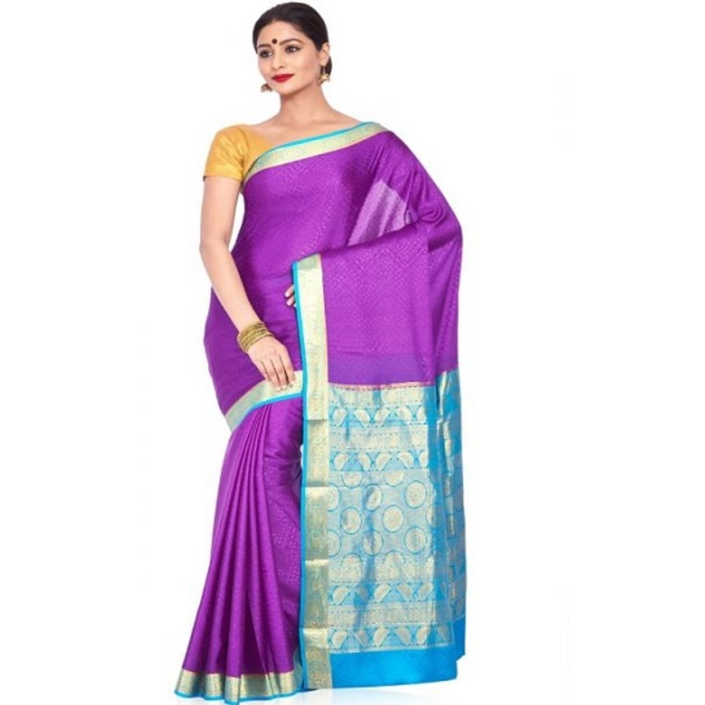 Purple with Sky Blue Contrast Ksic Thickness Pure Ksic silk Saree  Mysore Silk Sarees  Mysore Silk Sarees Online  KSIC