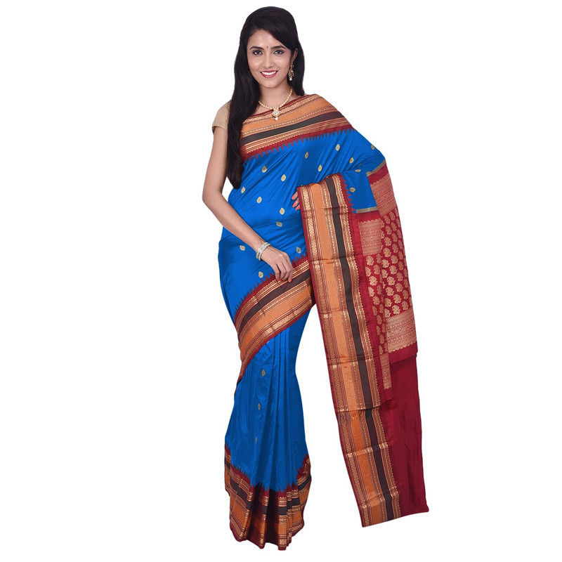 Blue Bangalore Silk Sarees  Buy Pure Silk Saree Online  Bangalore Silk Sarees Online
