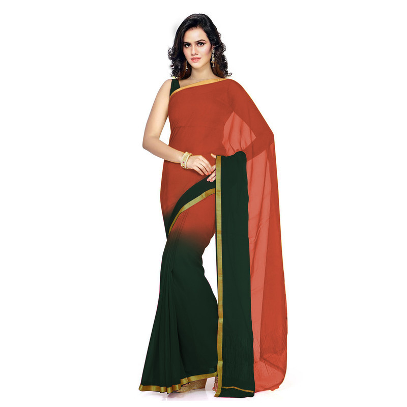 Lite Red and Bottle Green Silk chiffon Saree Pure Chiffon Sarees  Bandhani saree  Traditional Bandhani sarees